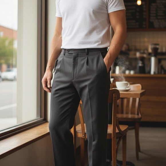 100% Laine Vierge Woolmark Neufs Pantalon Vintage Homme Sears Taille 44 - Picture 2 of 11